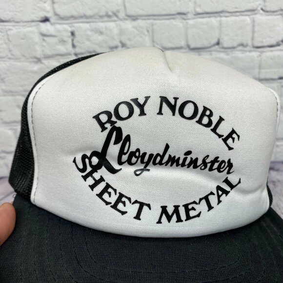 Vintage Hat Cap Snapback Black Roy Noble Sheet Metal Lloydminster Trucker Mesh - Picture 4 of 7